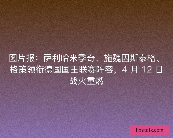 图片报：萨利哈米季奇、施魏因斯泰格、格策领衔德国国王联赛阵容，4 月 12 日战火重燃